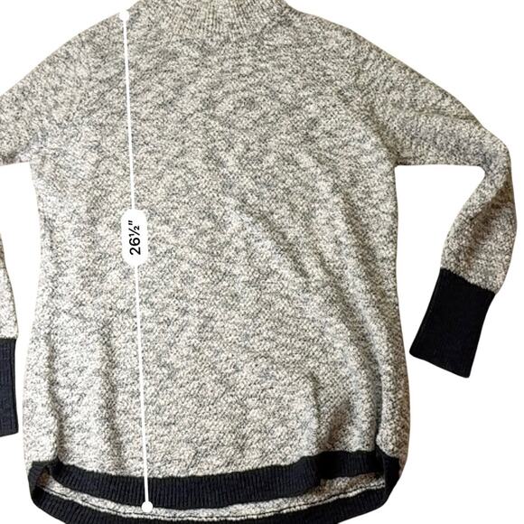 LL BEAN Gray marl Mock neck linen cotton blend sweater Size Medium - Picture 6 of 8
